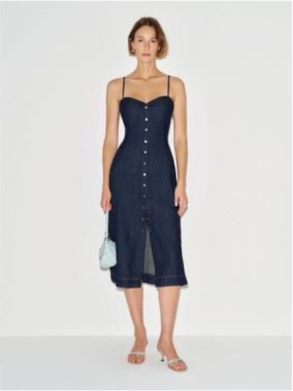 Reformation Manon Denim Midi Dress Women Blue Cutout Button Front 2 Boho 1319334 - Picture 10 of 10